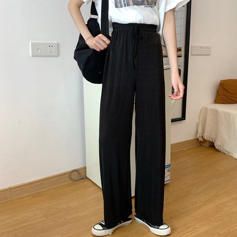 Real price 2021 new versatile high waist and thin wide leg floor dragging casual pants