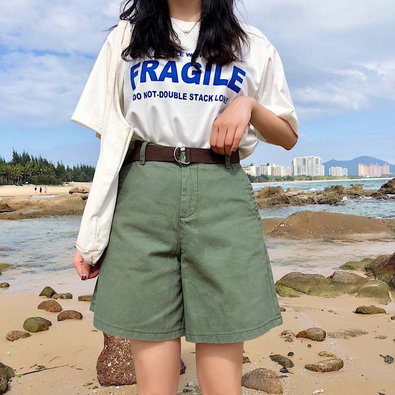 Real-price Korean version of Baitao 5-minute shorts BF stylish thin high-waisted shorts waist delivery