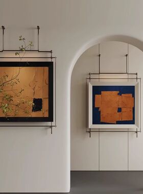 金属吊杆画中古风入户玄关立体装置画酒店餐厅高级感挂画墙面装饰