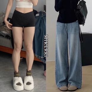 胖mm宽松显瘦梨形身材直筒裤 复古阔腿牛仔裤 大码 新款 子 女高腰春季