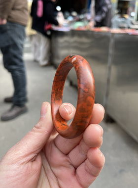 天然四川南红玛瑙原石手镯女款宝浆料本命年玉镯保山52mm火焰纹