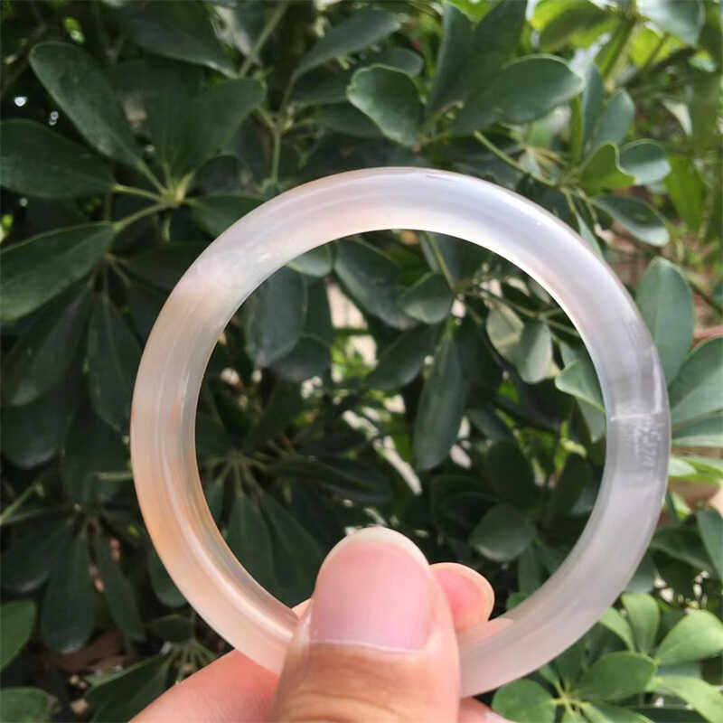 天然正宗凉山南红玛瑙冰飘花手镯贵妃镯马粉高冰种圆宽条镯57圈口