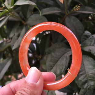 天然南红玛瑙手镯冰红飘花樱桃红53MM美人镯仙女风御姐范情侣送礼