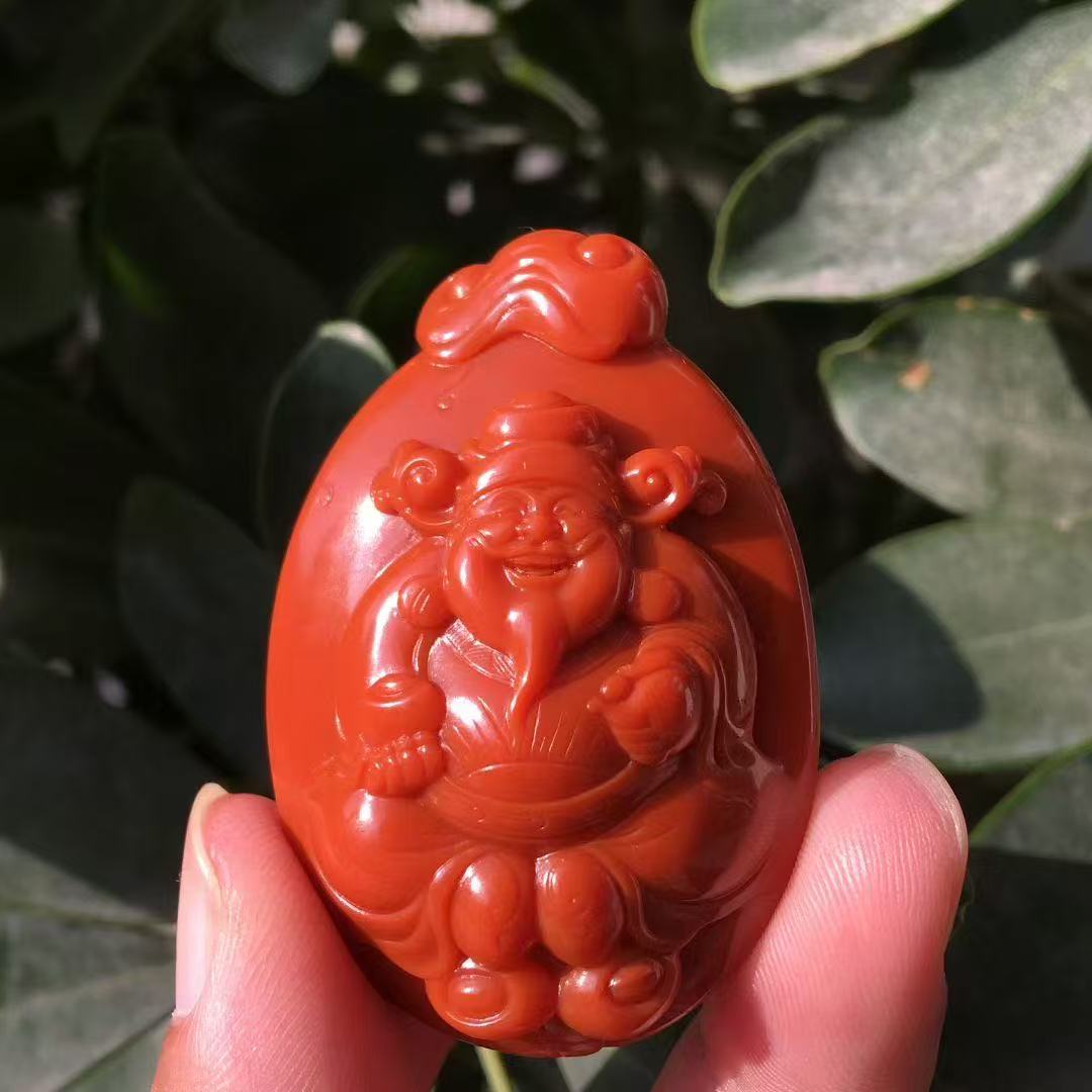 天然四川九口南红玛瑙吊坠财神平安无事牌凤凰项链男女款挂件元宝