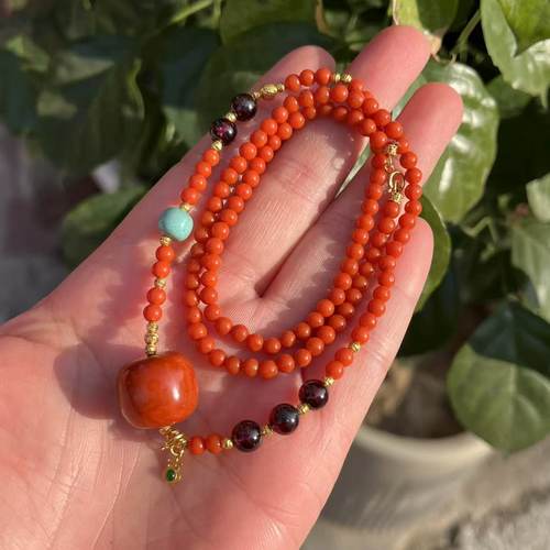 天然红玛瑙锁骨链项链新年礼物