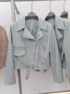 领宽松皮衣女短款 西装 外套高级感机车服时髦纯色夹克 新款 2025春季