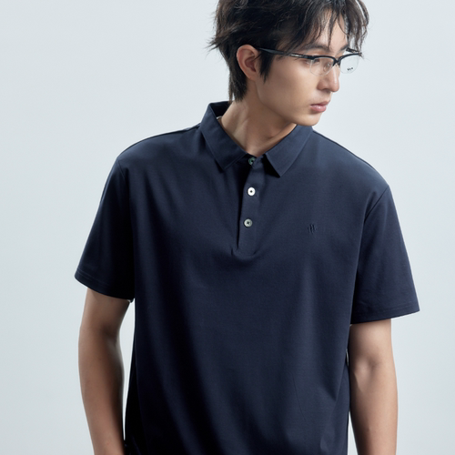 WILL ON WHEELS新款120S丝光棉刺绣短袖商务休闲Polo抗皱液氨工艺