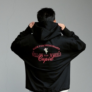 意志驱动车迷狂想曲丘比特连帽卫衣加厚美式 高街潮牌卫衣男