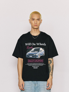 汽车文化潮牌宽松印花T恤 T恤 男 宿敌STI短袖 WOW意志驱动