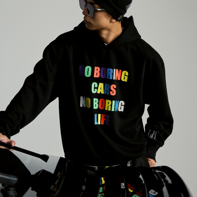 意志驱动印花字母连帽卫衣