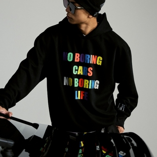 意志驱动秋冬新款 潮牌字母印花卫衣情侣 NBCC缤纷口号连帽卫衣