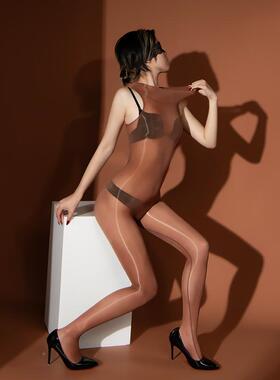 卿荷6d超薄全马包缝油连体衣高级无性感无袖连丝滑油L1013A亮骑士