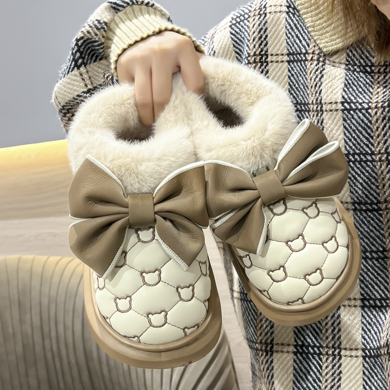 仙女风蝴蝶结短筒雪地靴女冬季