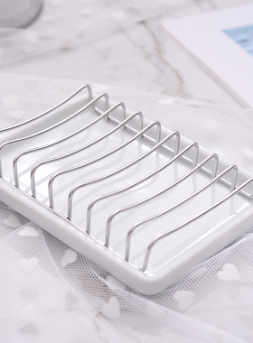 304不锈钢陶瓷肥皂盒沥水架创意卫生间酒店餐厅高档肥皂碟香皂盒