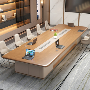 大型吸塑会议桌长桌简约现代办公会议室洽谈接待桌椅组合开会椅子