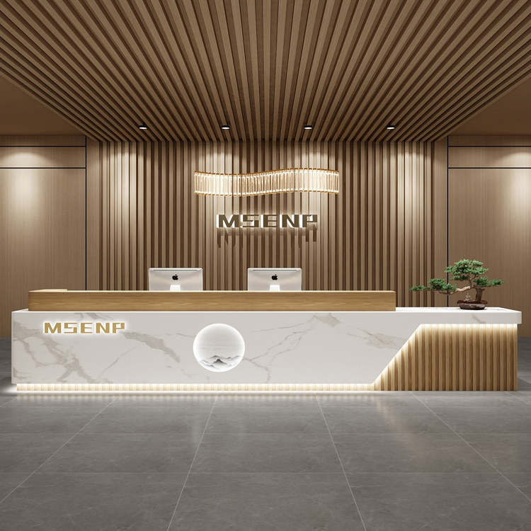 简约公司前台接待台美容院吧台收银台培训机构酒店大堂迎宾台定制