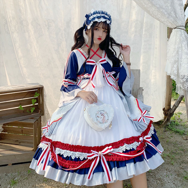 超安い 白雪姫op海軍クロスガーター中華風ロリータリボンロリータワンピースf コスプレ Mcs No