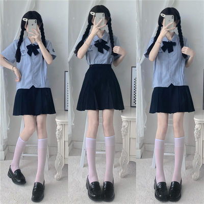 泰国校服套装泰式女孩jk制服娜诺禁忌衬衫短袖夏季高中生毕业班服