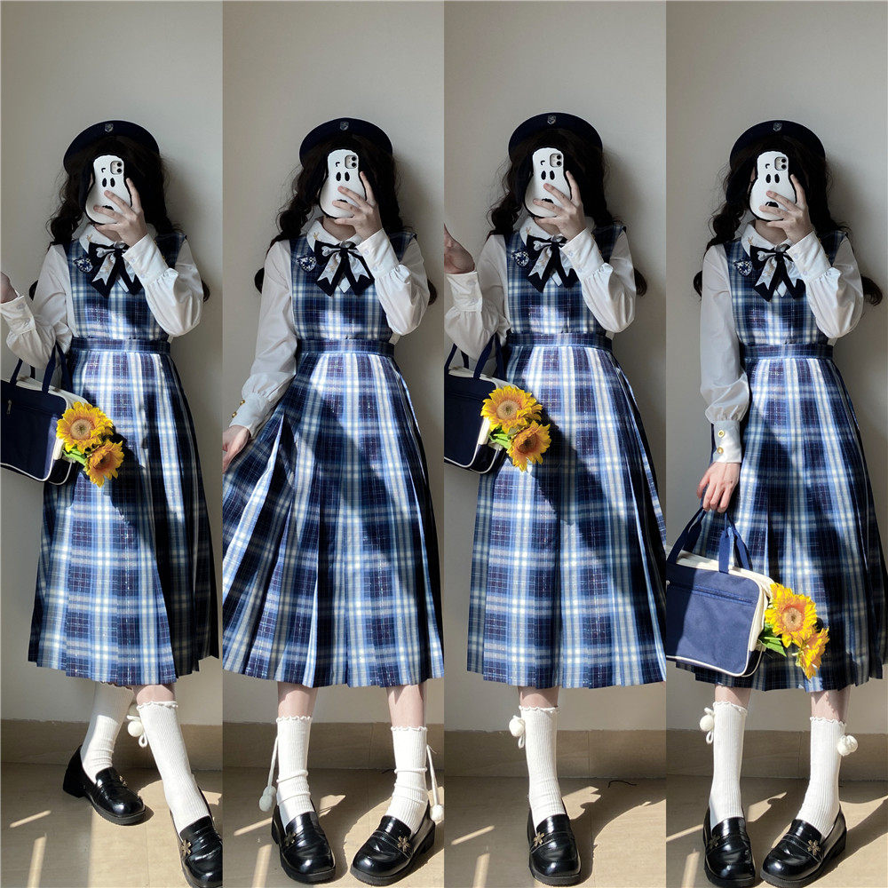 东临社原创护奶裙jk制服裙正版全套学院风背带连衣裙女秋冬季套装
