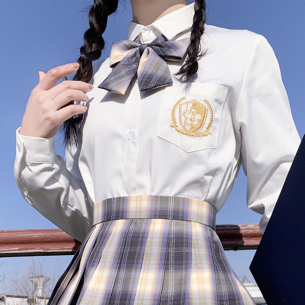 东临社原创正统jk制服衬衫女长袖秋冬款白衬衣刺绣学生百搭学院风