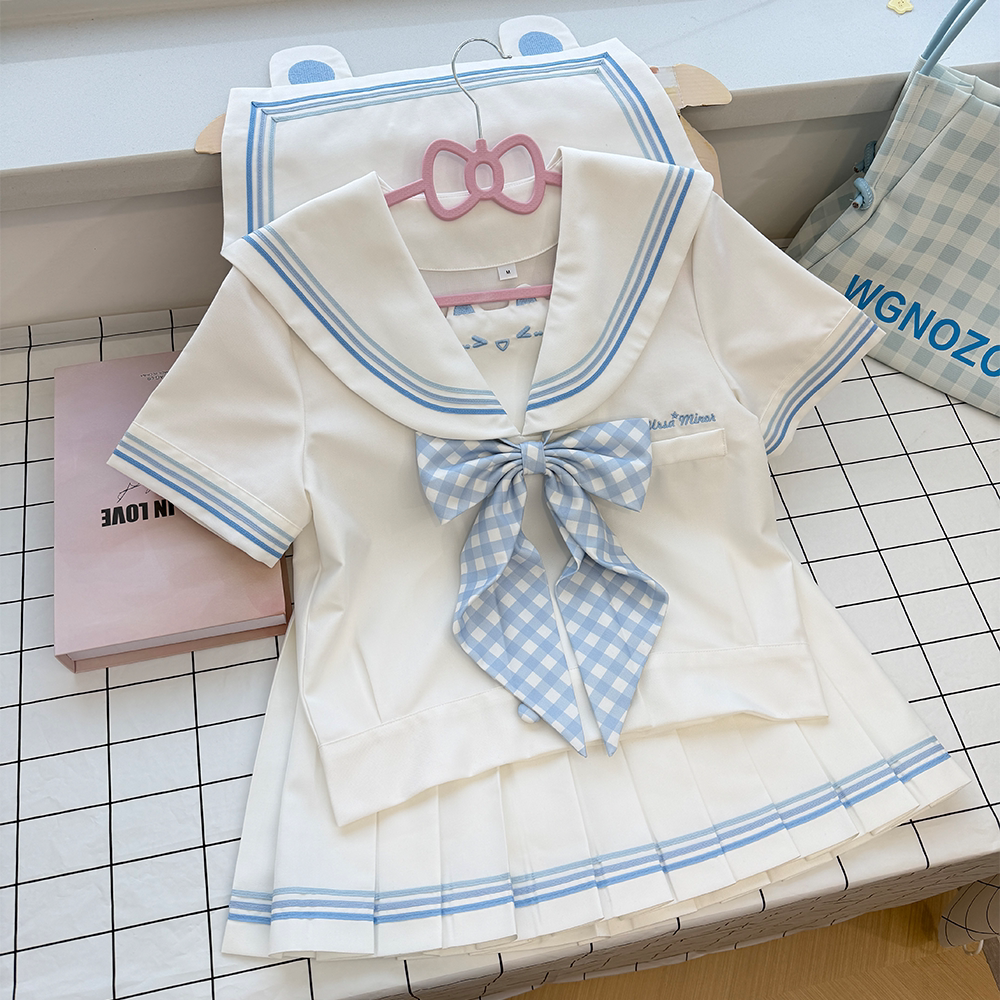【白巧萌莓】忘刊原创正版jk制服白色甜美可爱风日系水手服套装裙图片