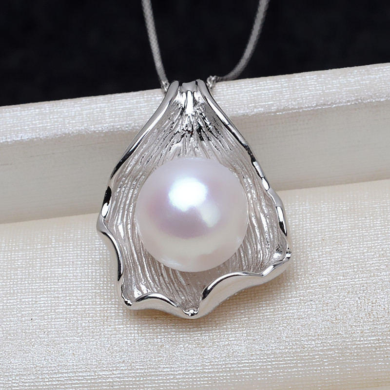 s925银淡水真珍珠吊坠贝壳鸟巢款