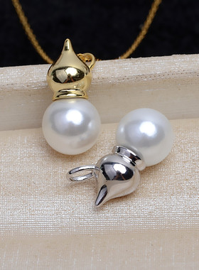 贝壳正圆珍珠白色单颗银饰吊坠