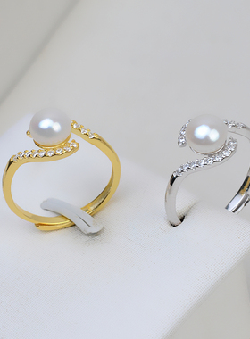淡水活口可调节小巧日韩珍珠戒指