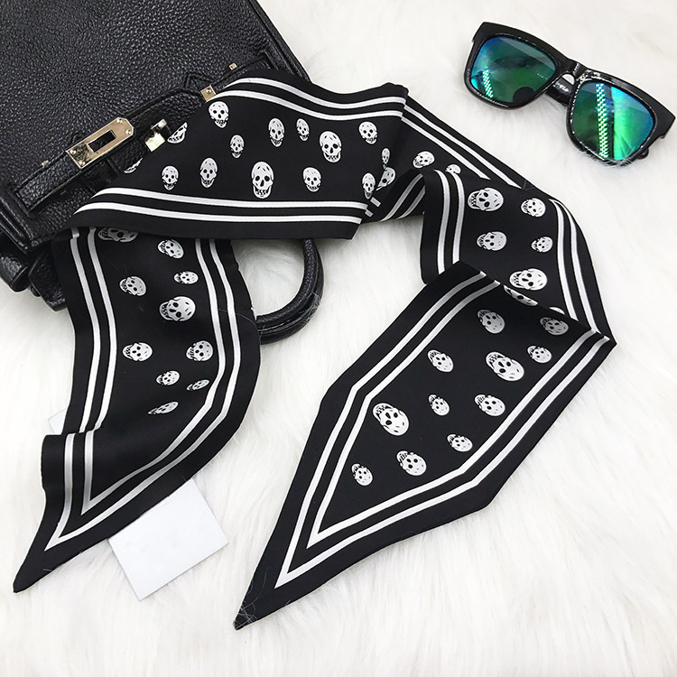 綁包包手柄絲巾真絲骷髅頭絲帶桑蠶絲小絲巾小領結小領巾女士發帶在類目 服飾配件/皮帶/帽子/圍巾, 圍巾/絲巾/披肩中 - 來自Buy2taobao.com提供專業的淘寶代購服務