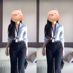 「香氛蓝」V领长袖正肩抗皱衬衫女通勤职业气质套装开会面试正装