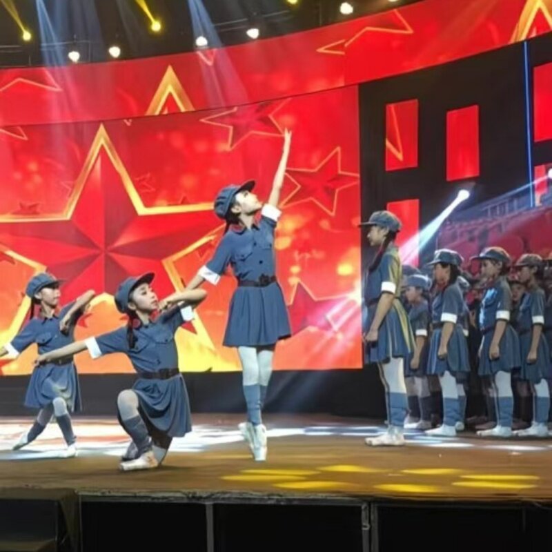 儿童小红军舞蹈演出服红星闪闪军装幼儿八路军合唱服小学生表演服