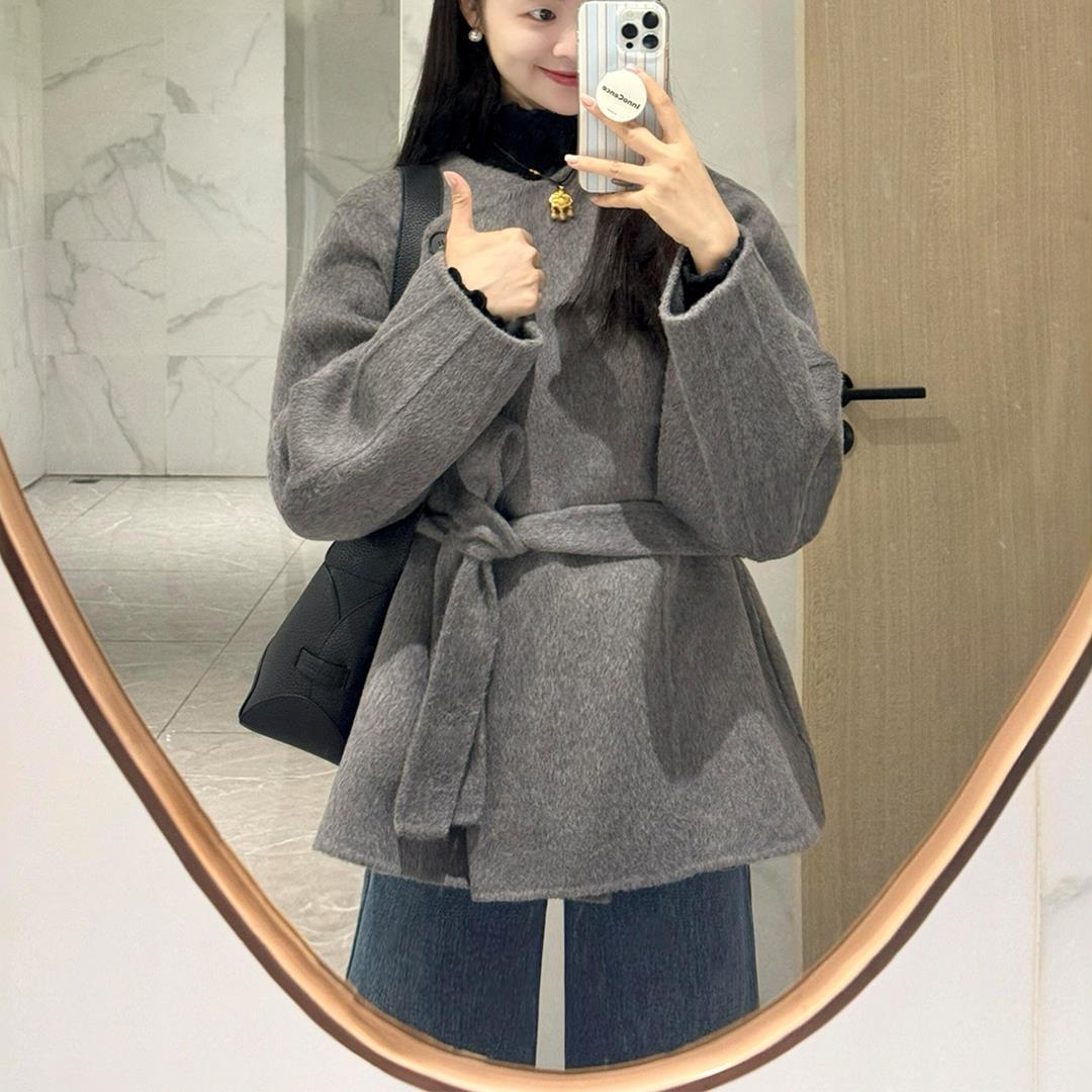9年老店 毛呢外套19568赫本风呢子大衣感灰色8韩系63新款小个子