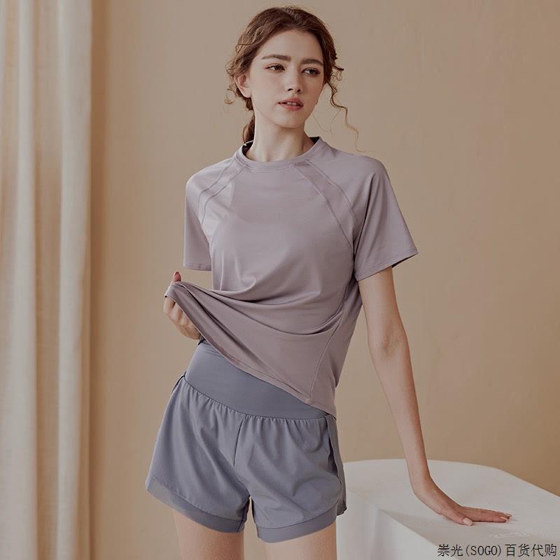 潮牌瑜伽服女2025新款夏季宽松速干短袖跑步运动T恤健身上衣大码