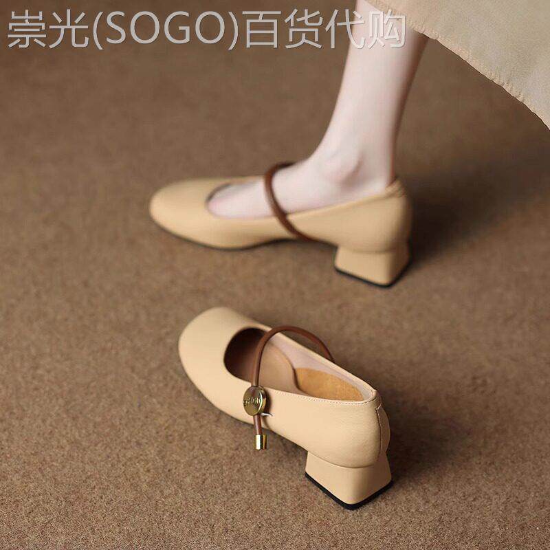 真皮温柔风中跟法式单鞋女2025春夏季季配裙子的粗跟玛丽珍高跟鞋