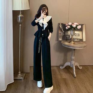 欧洲站时尚休闲套装女春秋冬季2024年新款小个子宽松洋气两件套