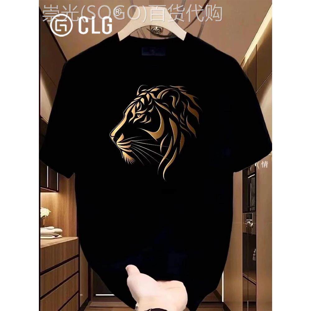 香港Clg时尚品牌全新重量级无障碍豪华t恤短袖男士简单棉印花圆领