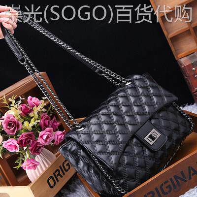 香港正品品牌女包新款时尚百搭真皮简约菱格链条单肩大包独特包潮