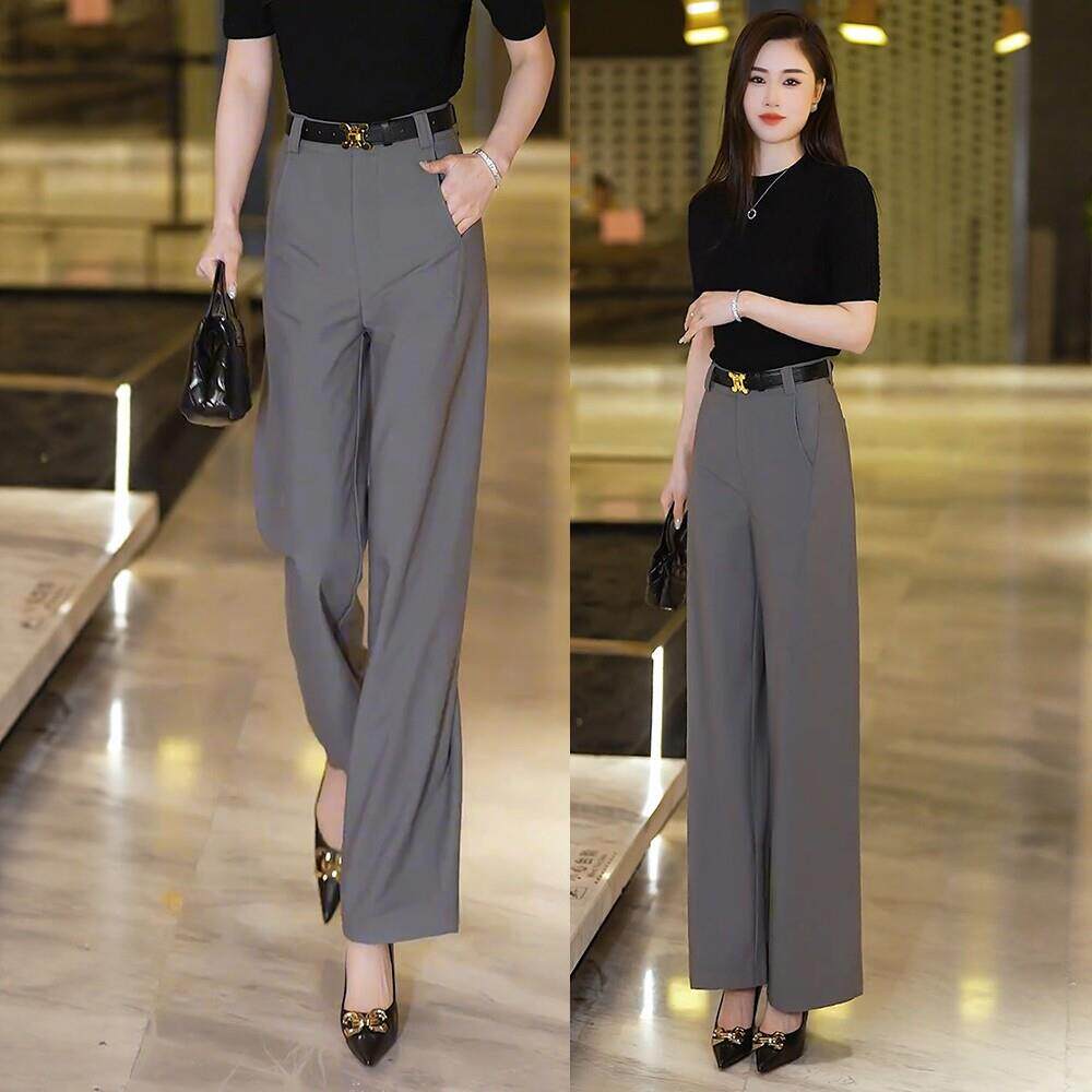 高腰西装裤高级感垂感直筒休闲裤女2026新款长裤子春夏薄款阔腿裤
