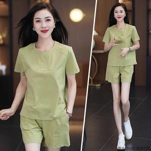 時尚 運動服休閑套裝 2025新款 洋氣冰絲短褲 女夏季 涼爽兩件套
