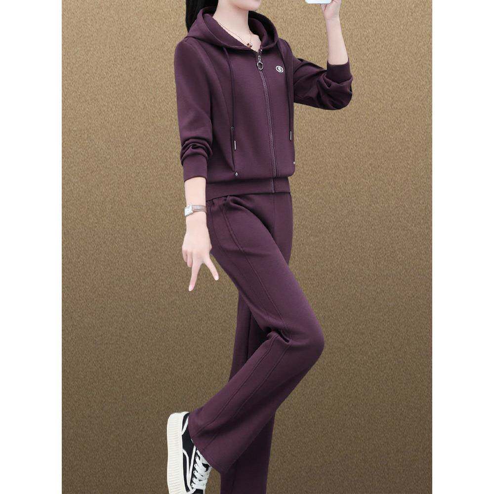 潮牌流行高端时尚连帽运动卫衣阔腿裤套装女2025春秋新款棉两件套