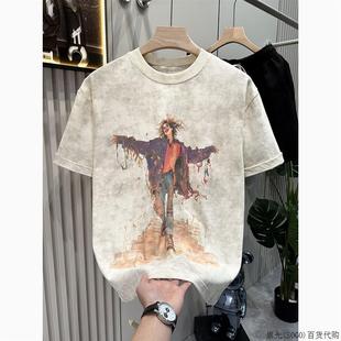宽松卡通印花短袖 t恤宽松时尚 百搭夏季 体恤衫 潮流男士 美式 打底衫