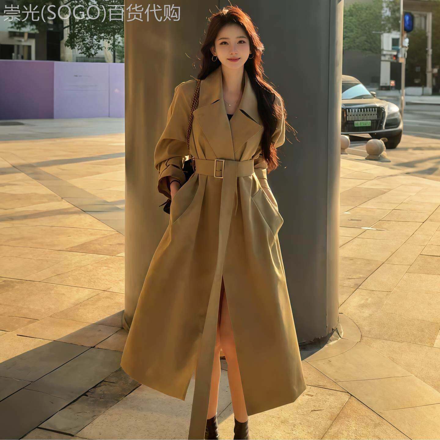 WFYO/小个子风衣外套女中长款2026春秋新款英伦风气质卡其色大衣