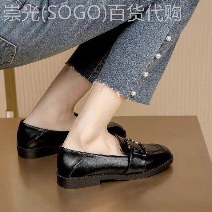小皮鞋女英伦风女鞋秋冬2025新款中跟粗跟方头时尚乐福鞋真皮包鞋