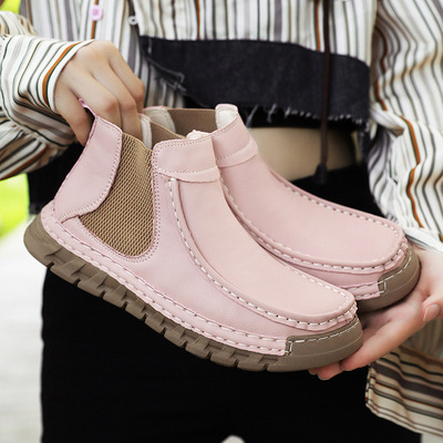 真皮高帮大码女手缝鞋男商务休闲