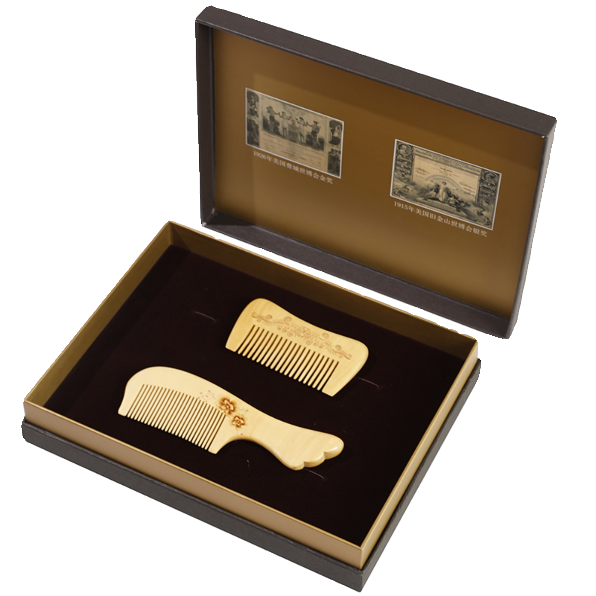 白象 天然小叶黄杨木梳子礼盒装赠爱人友人生日节日礼物刻字送礼