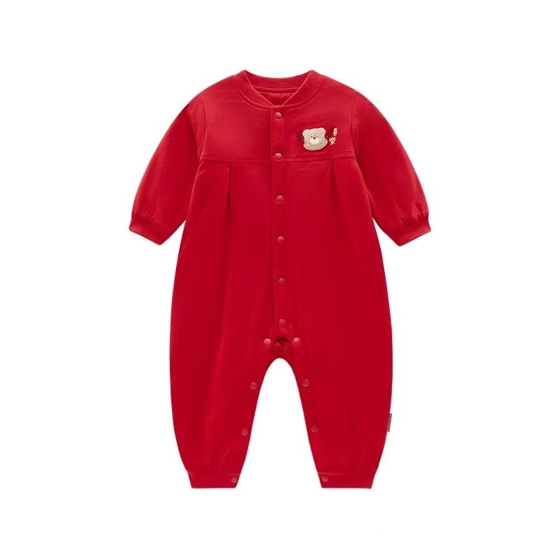 拉比拜年服新生儿过年衣服2025新款宝宝满月周岁礼服婴儿衣服薄棉