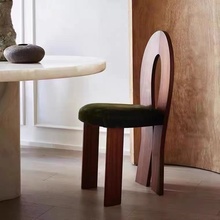 北欧轻奢实木布艺餐椅现代简约设计师样板间酒店洽谈单人休闲椅子