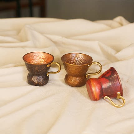 紫铜杯福禄杯中式复古茶杯纯手工加厚主人杯品茗杯咖啡杯单杯