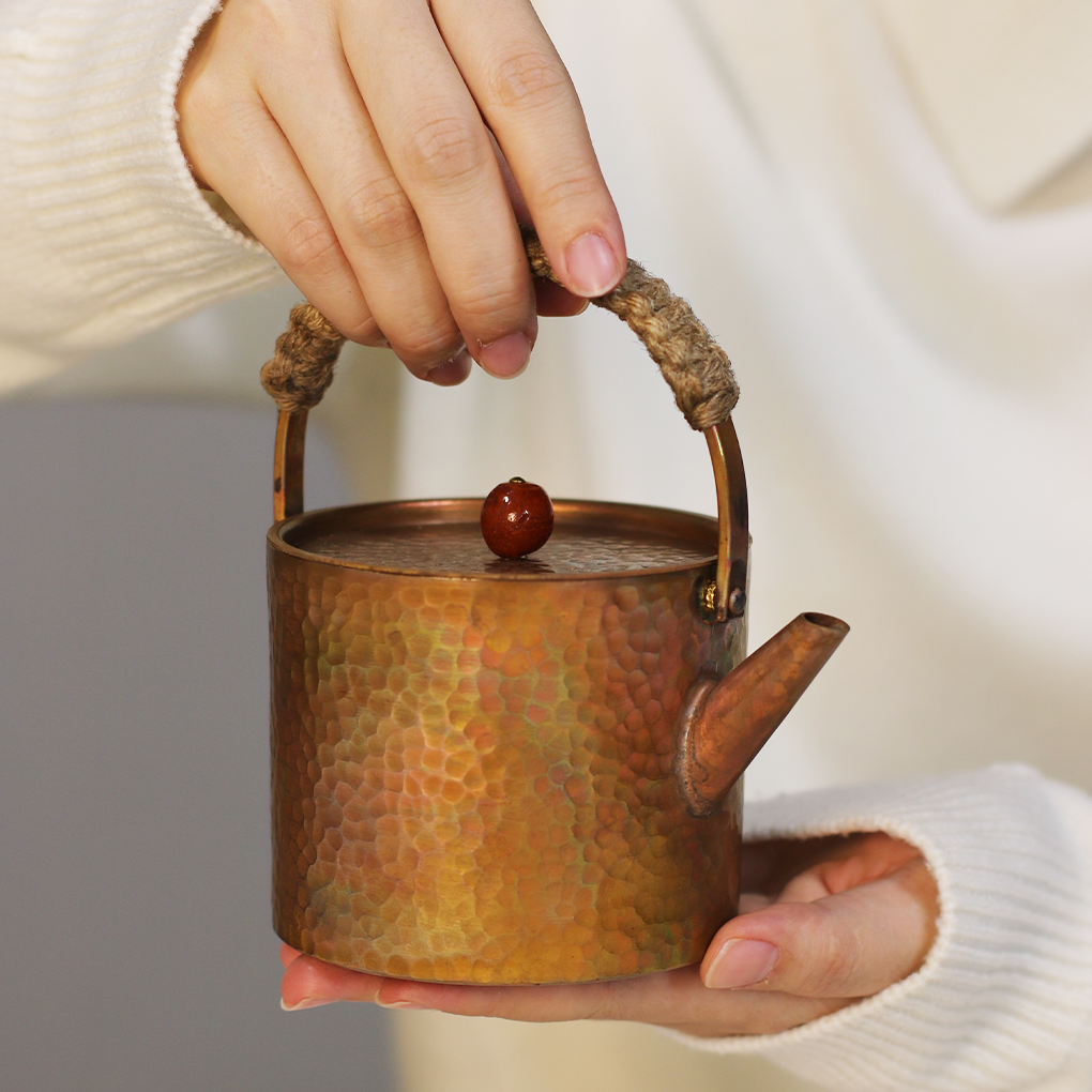 紫铜纯手工铜壶纯铜茶壶提梁泡茶壶烧水铜壶功夫茶壶复古小壶
