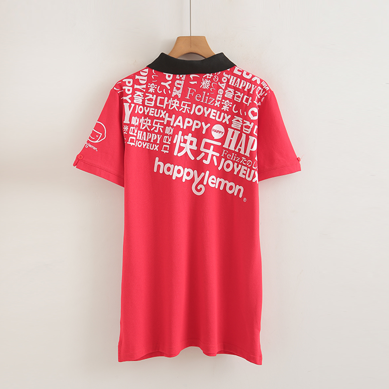 珠地棉夏季情侣装撞色短袖体恤翻领纽扣POLO衫t恤衬衫领宽松上衣